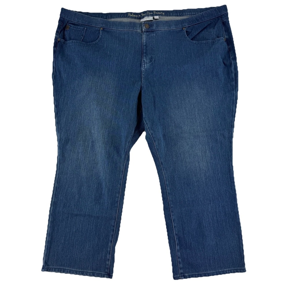 Belle by Kim Gravel Flexibelle Rollabell Jeans Pants 30WP Washed Indigo Blue